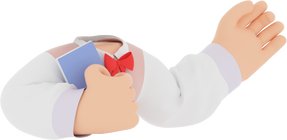 3D People Woman Student with Book Hand Gesture