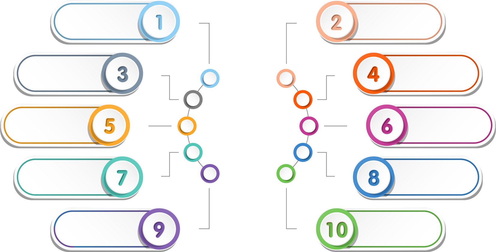 Basic circle infographic with 10 steps, process or options.