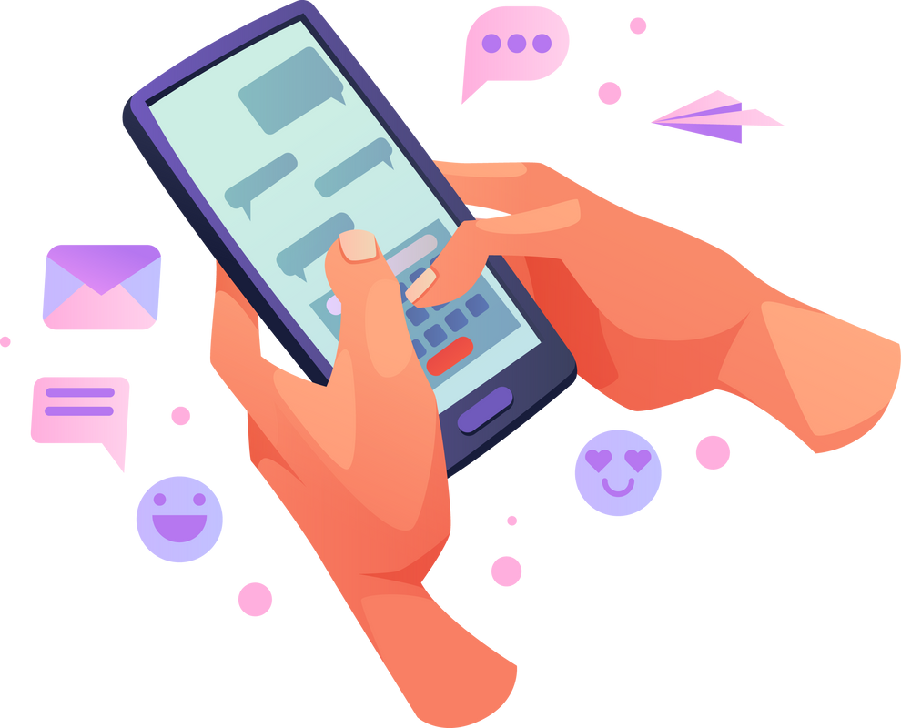 Hand use smartphone application chat, messanger